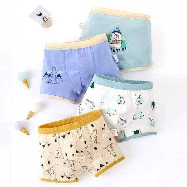 

Boys 4pcs Cartoon & Letter Graphic Boxer Brief, Multicolor