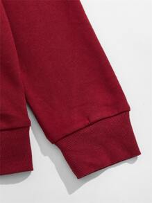 Manfinity Men Letter Graphic Drawstring Hoodie - Burgundy - View 3