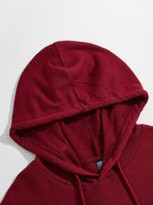 Manfinity Men Letter Graphic Drawstring Hoodie - Burgundy - View 4