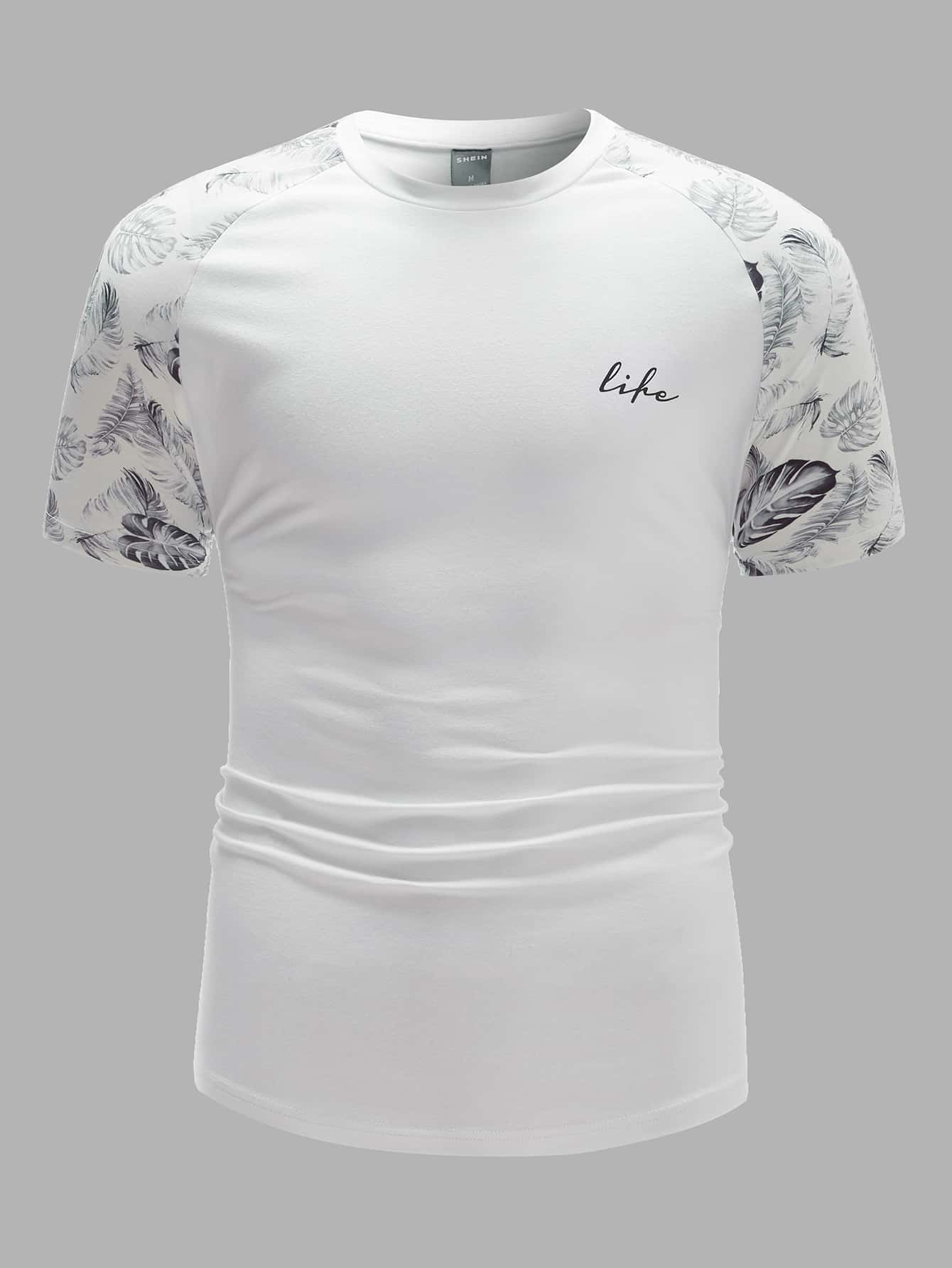 Manfinity RebelGame Tops Nam Lá thư Nhiệt đới Kỳ nghỉ - trắng - Xem 1