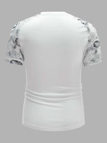 Manfinity RebelGame Tops Nam Lá thư Nhiệt đới Kỳ nghỉ - trắng - Xem 2