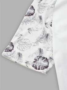 Manfinity RebelGame Tops Nam Lá thư Nhiệt đới Kỳ nghỉ - trắng - Xem 4