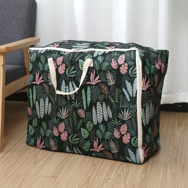 

Plants Print Quilt Storage Bag, Green