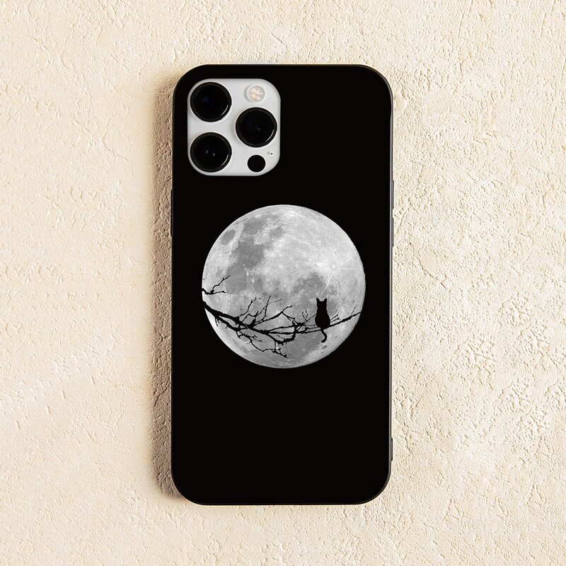 

Cat & Moon Pattern Phone Case, Multicolor