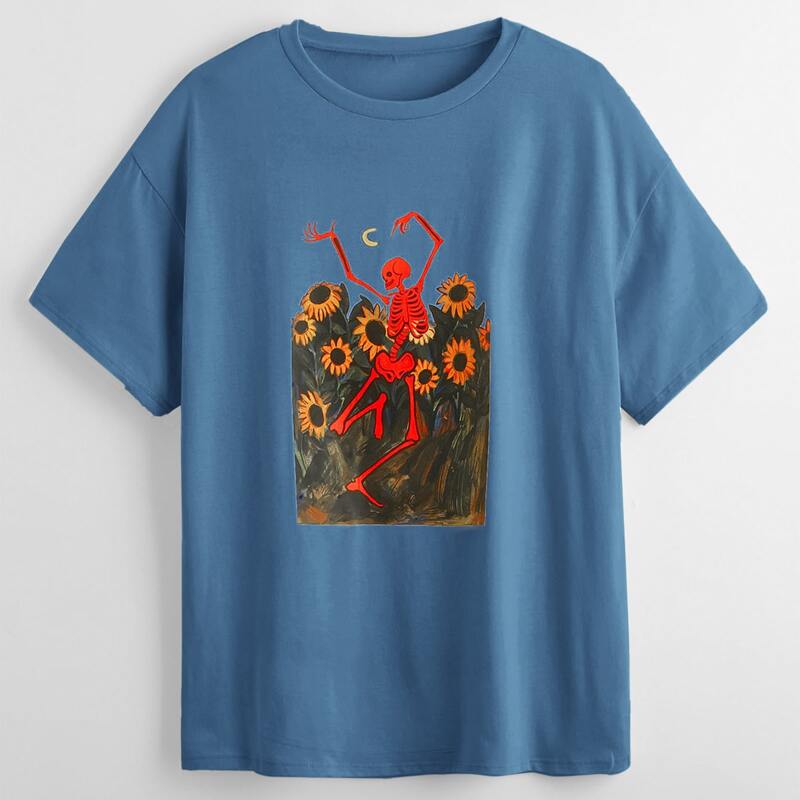 

Sunflower & Skull Print Tee, Blue