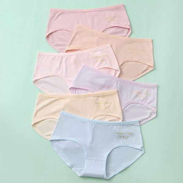 

Girls 6pcs Cartoon Graphic Brief, Multicolor