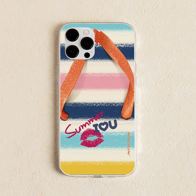 

Striped & Letter Graphic Phone Case, Multicolor