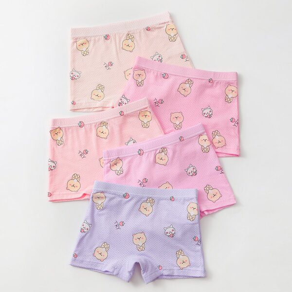 

Toddler Girls 5pcs Cartoon Graphic Shortie Brief, Multicolor