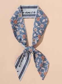 Letter Graphic Skinny Scarf - Multicolor - View 1