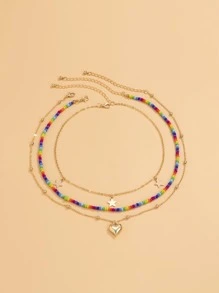 3入組愛心掛飾項鍊 - 彩色 - 查看 2