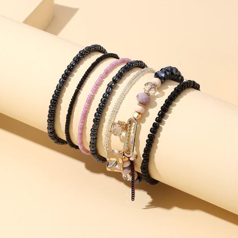 

7pcs Beaded Decor Bracelet, Multicolor