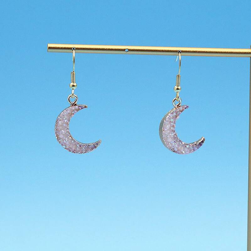 

Moon Drop Earrings, Beige