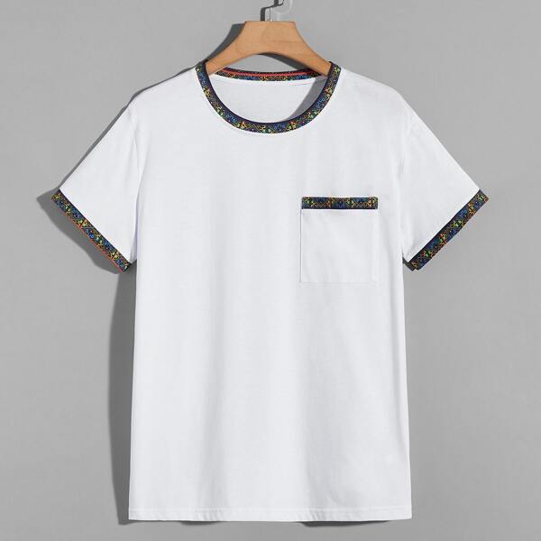 

Men Contrast Geo Tape Tee, White