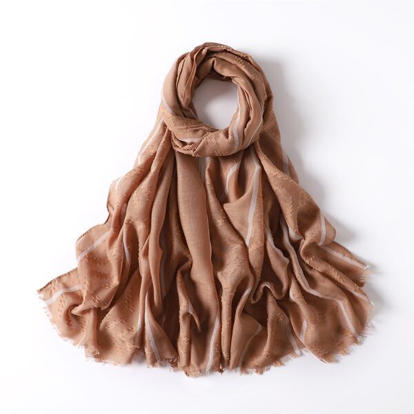 

Striped Print Scarf, Brown