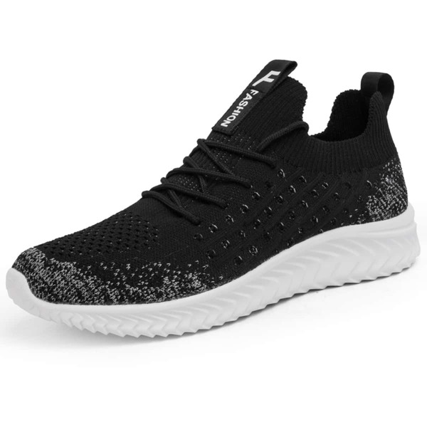 

Men Letter Graphic Lace Up Decor Knit Sneakers, Black
