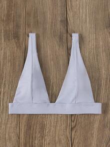 Ribbed V Neck Bikini Top, For Summer Beach Vacation - Lilac Purple - View 5