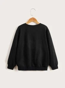 SHEIN Boys Letter Graphic Drop Shoulder Pullover - Black - View 2