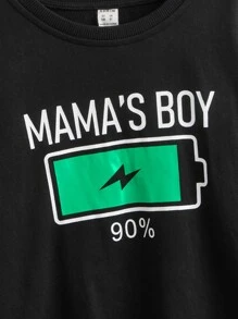 SHEIN Boys Letter Graphic Drop Shoulder Pullover - Black - View 3