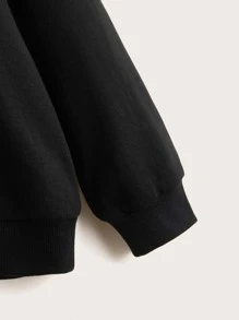 SHEIN Boys Letter Graphic Drop Shoulder Pullover - Black - View 4