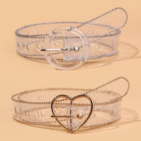 

2pcs Heart Decor Belt, Clear