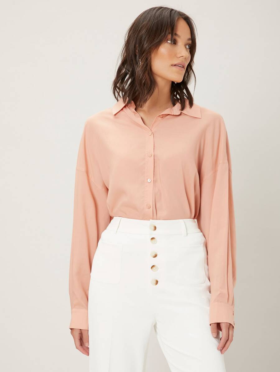 SHEIN Linen Oversize Straight Blouse