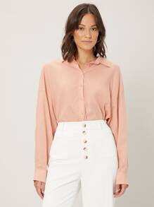 SHEIN Linen Oversize Straight Blouse