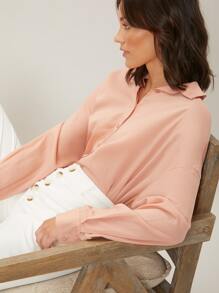 SHEIN Linen Oversize Straight Blouse