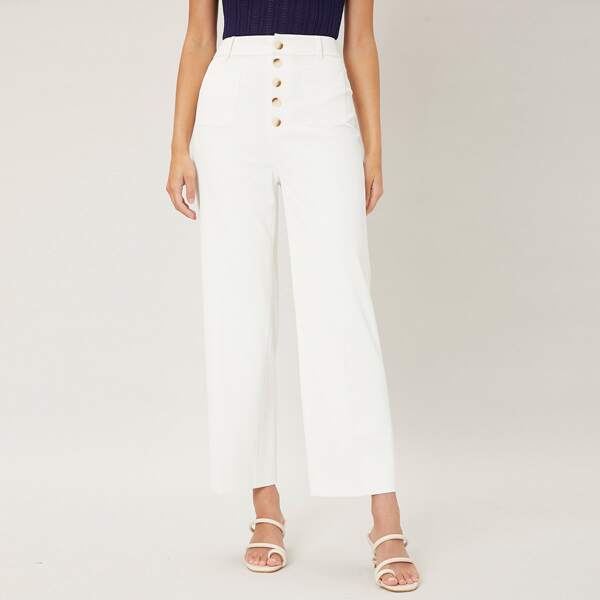 

HIGH WAIST STRAIGHT PANTS, White