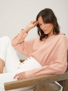 SHEIN Linen Oversize Straight Blouse