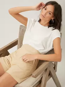 MOTF PREMIUM 亚麻蝙蝠袖上衣 - 白色 - 查看 1