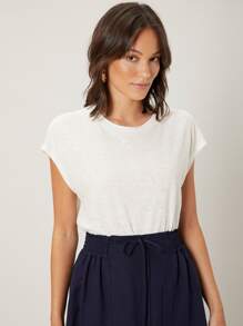 MOTF PREMIUM 亚麻蝙蝠袖上衣 - 白色 - 查看 4