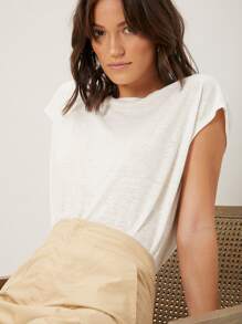 MOTF PREMIUM 亚麻蝙蝠袖上衣 - 白色 - 查看 10