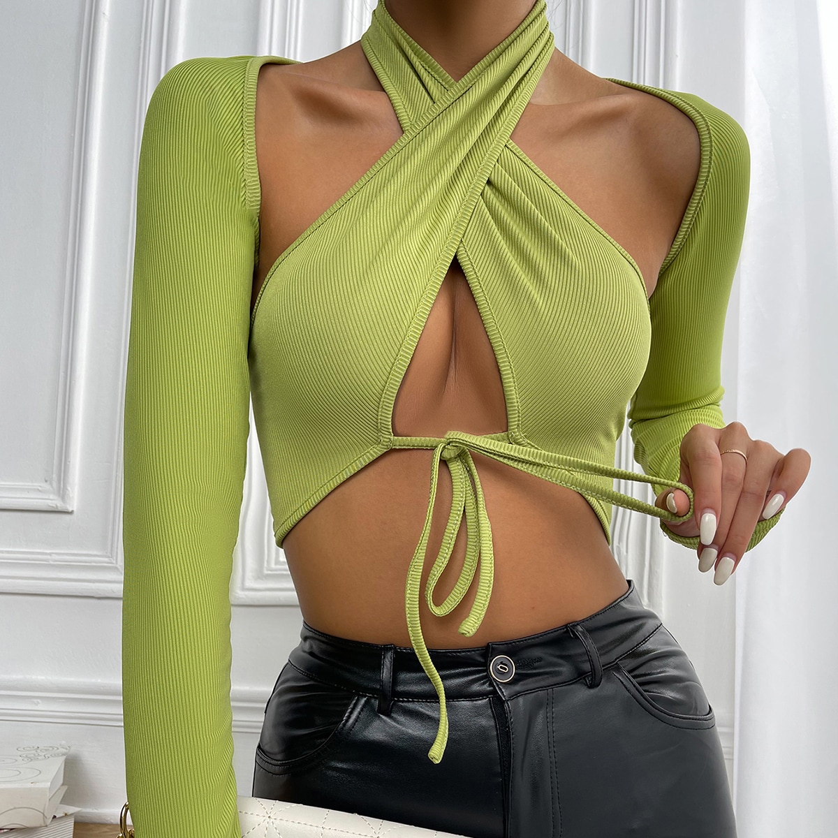 Кроп топ с узлом и болеро