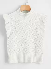 SHEIN Essnce Chaleco jersey unicolor de sisa con fruncido - Blanco - Ver 1