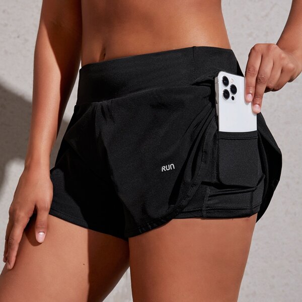 

Letter Graphic Sports Shorts, Black