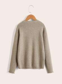 Tween Boy Solid Raglan Sleeve Sweater - Khaki - View 2