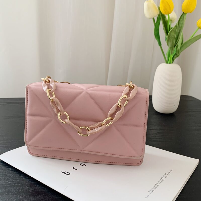

Chain Handle Satchel Bag, Pink