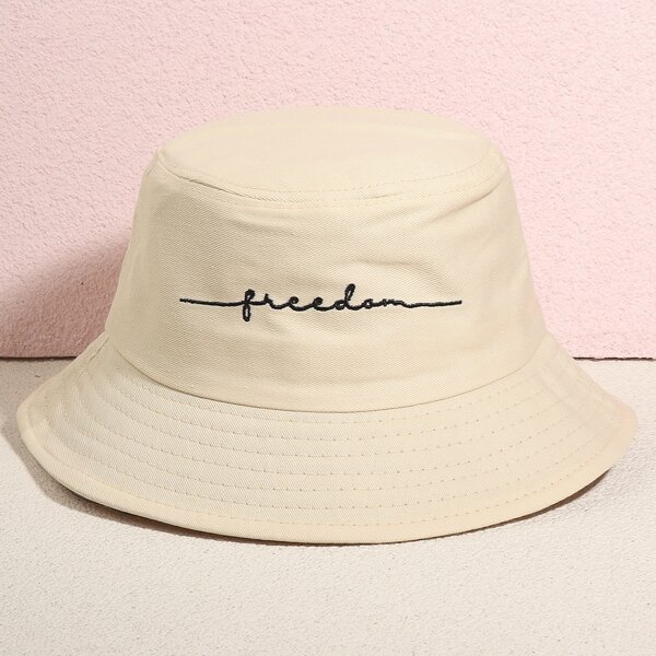 

Embroidery Detail Bucket Hat, Beige
