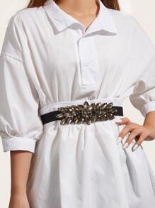 Rhinestone Decor Corset Belt - Black - View 4