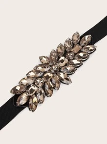 Rhinestone Decor Corset Belt - Black - View 2