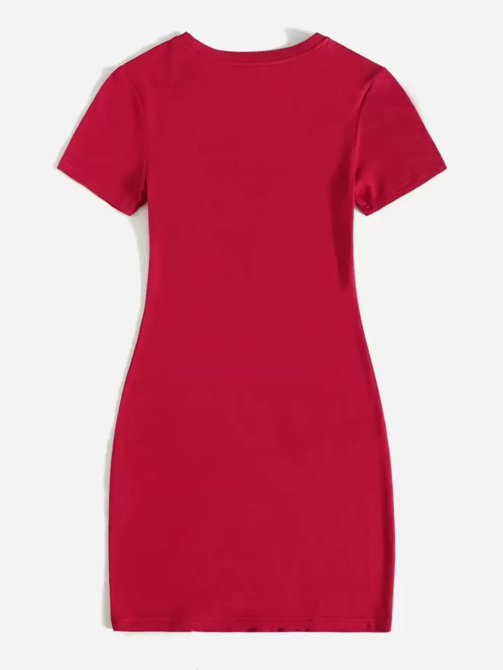 heart bodycon dress Riniki Bodycon Mini Dress in Heart Red main image 1