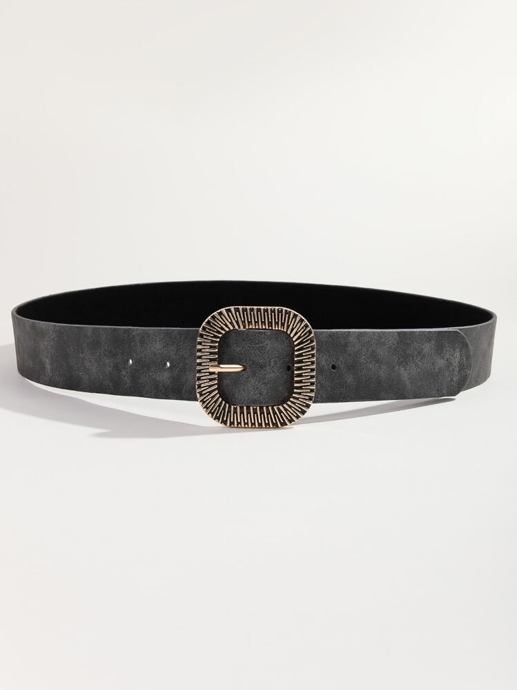 波西米亚风方形带扣腰带，带打孔夏季、秋季、万圣节 - 灰色 - 查看 2