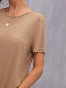 SHEIN LUNE Einfarbiges Kleid mit hohem Schlitz