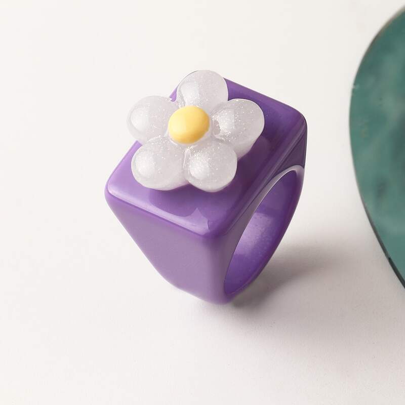 

1pc Flower Ring, Purple