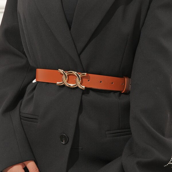 

Metal Buckle Belt With Hole Punch, Brown