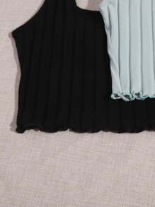 SHEIN EZwear 4 piezas top tank tejido de canalé ribete en forma de lechuga - Multicolor - Ver 5