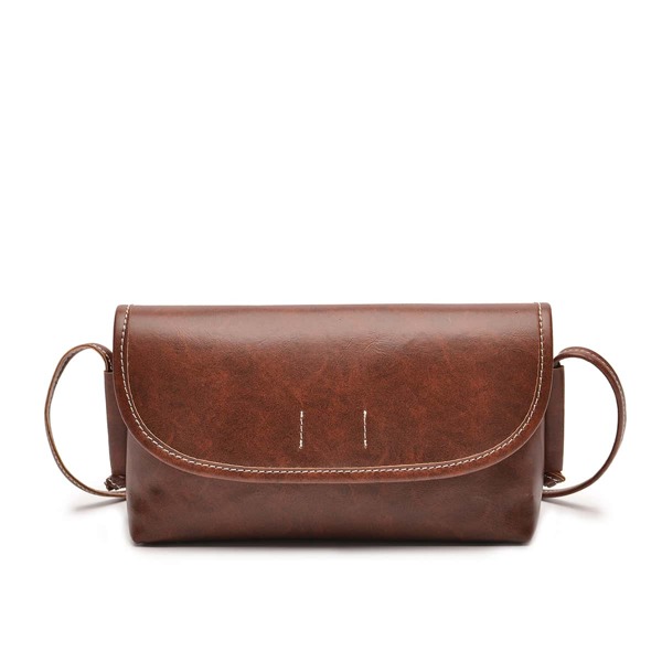

Minimalist Flap Baguette Bag, Coffee brown