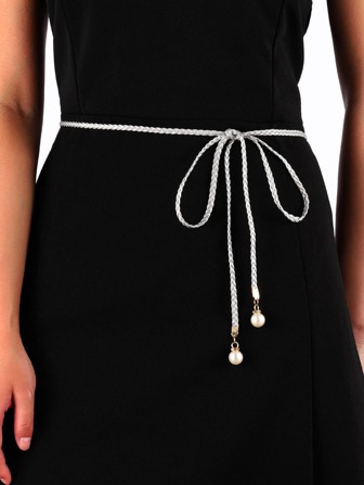 1入時尚百搭女士腰繩，使用PU編織繩製成