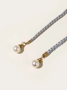 1入時尚百搭女士腰繩，使用PU編織繩製成 - 灰色 - 查看 2