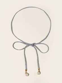 1入時尚百搭女士腰繩，使用PU編織繩製成 - 灰色 - 查看 3